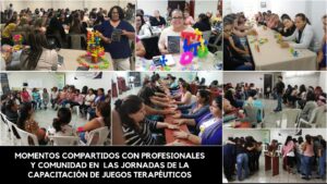momentos compartisdos enl las jornadas de ka capacitacion de jeugos terapeuticos